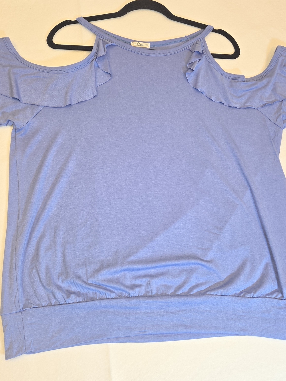 Cold-Shoulder Ruffle Tank Top - Lavender 2X - Picture 3 of 9